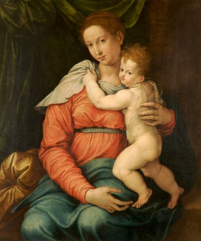 Virgin and Child Before a Green Curtain by Girolamo Siciolante da Sermoneta